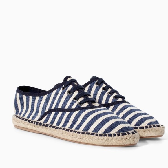Zara Shoes - Zara Lace-up Striped Sneaker with Espadrilles Sole